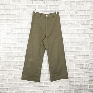STAUD Women's Wide Leg Crop Pants Olive Green Size Medium